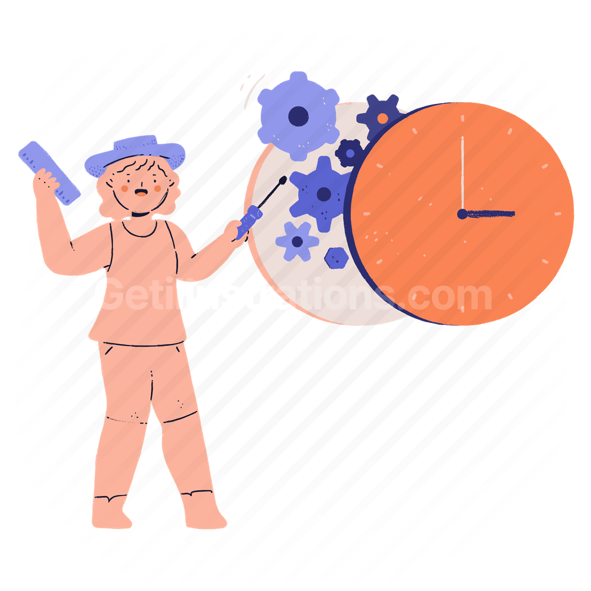 woman, female, person, time, management, options, preferences, gears, screwdriver